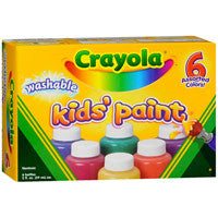 Crayola Washable Kids 2 Oz Paint Bottles, Assorted Colors - 6 Ea